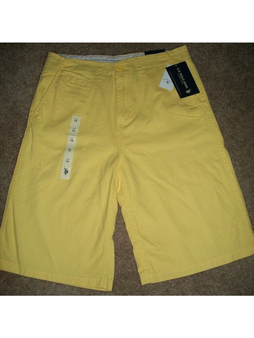 USPA US Polo Association Boys Yellow Golf Shorts Size 12